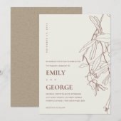 CARTE DE REMERCIEMENTS BLANCHIR LA LIGNE BLANCHE DESSINER LE MARIAGE FLOR (Devant / Derrière)