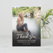 Carte De Remerciements Blancs noir blanc photo de la qualité (Debout devant)