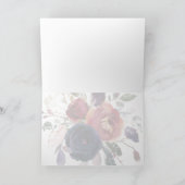 Carte De Remerciements Blank Inside Elegant Boho Burgundy Navy Floral (Intérieur)