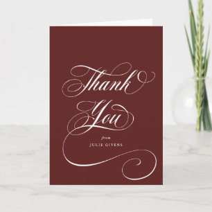 Carte De Remerciements Blank Maroon Elegant Script Graduation