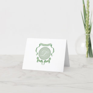 Carte De Remerciements Blason de logo de ruban d'aquarelle Monogramme  