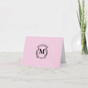 Carte De Remerciements Blason de monogramme personnalisé rose clair