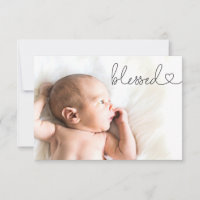 Blessé Coeur Script Minimal Photo bébé Baptême