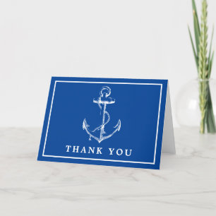 Carte De Remerciements Bleu Ancre nautique simple photo