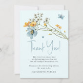 Carte de remerciements bleu baby shower (Devant)