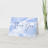 Carte De Remerciements Bleu blanc éclat Mariage nuages (Devant)