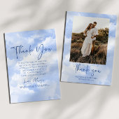 Carte De Remerciements Bleu blanc éclat nuages Mariage Photo personnalisé