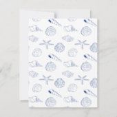Carte De Remerciements Bleu blanc Main dessinée Sea Shells Plage Été (Dos)