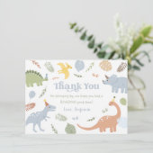 Carte De Remerciements Bleu Boy Boho Dinosaur Anniversaire (Debout devant)