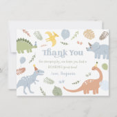 Carte De Remerciements Bleu Boy Boho Dinosaur Anniversaire (Devant)