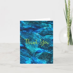 Carte De Remerciements Bleu Brush Strokes Abstrait