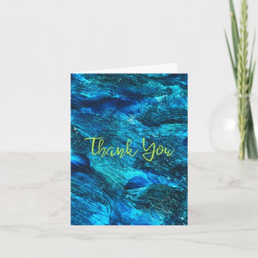 Carte De Remerciements Bleu Brush Strokes Abstrait (Devant)