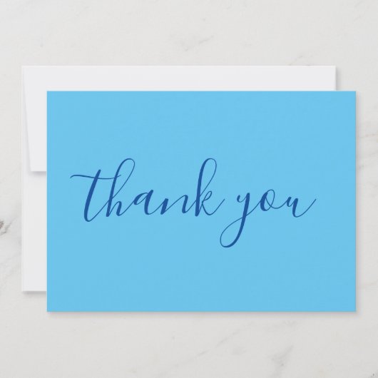 Carte De Remerciements Bleu Céleste Élégant Moderne Écriture Manuscrite S (Devant)
