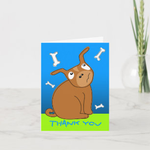 Carte de remerciements bleu chien vert