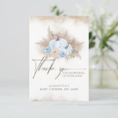 Carte De Remerciements Bleu Citrouille Automne fleuri Boho Pampas Baby sh (Debout devant)