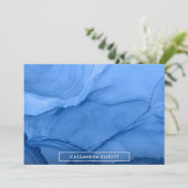 Carte De Remerciements Bleu clair Encre d'alcool Liquide Art Abstrait (Debout devant)