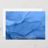 Carte De Remerciements Bleu clair Encre d'alcool Liquide Art Abstrait (Devant / Derrière)