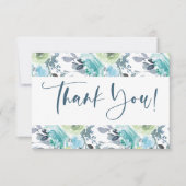Carte De Remerciements Bleu clair Jaune Vert Floral Élégant (Devant)