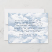 Carte De Remerciements Bleu clair "Sur un petit nuage" Célibataire à Brac (Dos)