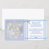 Carte de remerciements bleu de baby shower de bébé (Devant / Derrière)