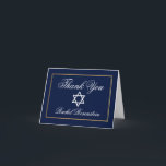 Carte De Remerciements Bleu de bat mitzvah et note d'or<br><div class="desc">Bleu de bat mitzvah et carte de note de Merci d'or</div>