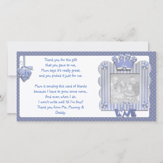 Carte de remerciements bleu de cadre de (Devant)