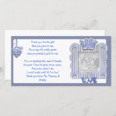 Carte de remerciements bleu de cadre de (Devant / Derrière)