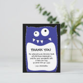 Carte de remerciements bleu de coup de monstre (Debout devant)