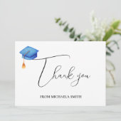 Carte De Remerciements Bleu de graduation simple et moderne (Debout devant)