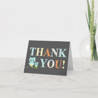 Carte de remerciements bleu de hibou de bébé