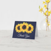 Carte de remerciements bleu de la marine des tourn (Fleur jaune)