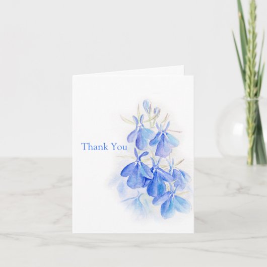 Carte de remerciements bleu de mariage de fleur (Devant)