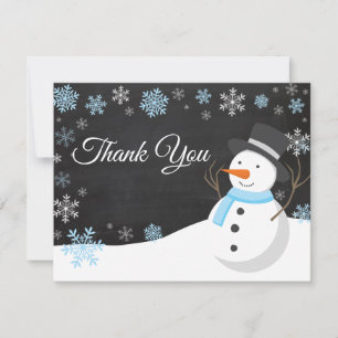 Carte de remerciements Bleu de Noël Snowman