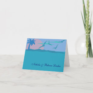 Carte de remerciements bleu de thème de paradis