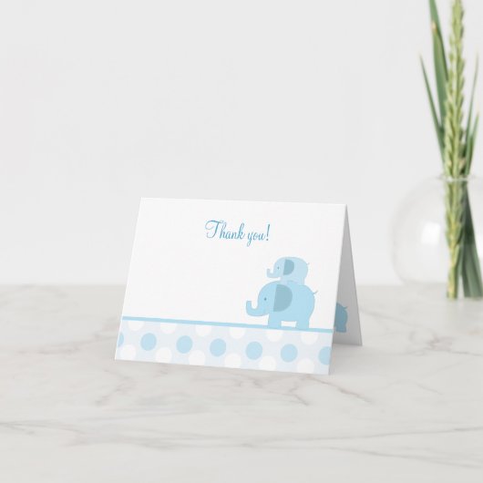 Carte de remerciements bleu d'éléphants de mod (Devant)