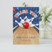 Carte De Remerciements Bleu Diamond Strike Bowling Anniversaire (Debout devant)