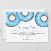 Carte De Remerciements Bleu Donuts Bébé saupoudrer (Devant)