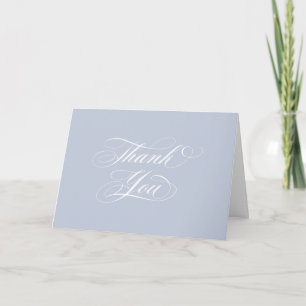 Carte De Remerciements Bleu doux Élégant Script Graduation Photo+Message