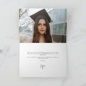 Carte De Remerciements Bleu doux Élégant Script Graduation Photo+Message (Intérieur)