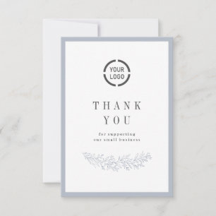 Carte De Remerciements Bleu Duché élégant botanique avec logo entreprise