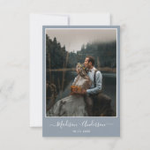 Carte De Remerciements Bleu Dusty moderne avec deux Mariages photo (Devant)