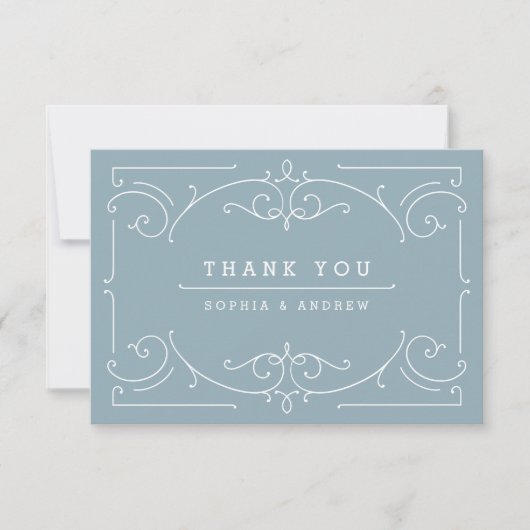 Carte De Remerciements Bleu élégant classique classique classique remerci (Devant)