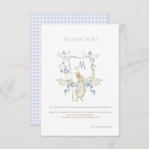 Carte De Remerciements Bleu En vichy Peter le Baby shower Rabbit MUTED BL