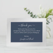 Carte de remerciements bleu et argent de la marine (Debout devant)