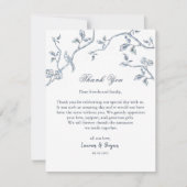 Carte De Remerciements Bleu et blanc Toile Mariage plat (Devant)