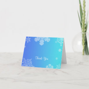 Carte De Remerciements Bleu et Turquoise Flocon de Neige Mariage Élégant