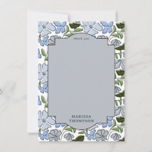 Carte De Remerciements Bleu et vert Floral Block Imprimer Garçon Annivers