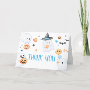 Carte De Remerciements Bleu Fantôme Halloween Petit Baby shower Boo