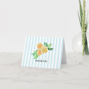 Carte De Remerciements Bleu Fleur Jaune Preppy