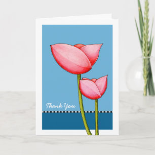 Carte de remerciements bleu Fleurs simples